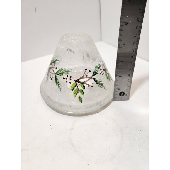 Yankee Candle Crackle Glass Frosted Pine Jar Shade Topper Winter Pine Cones - Picture 11 of 12